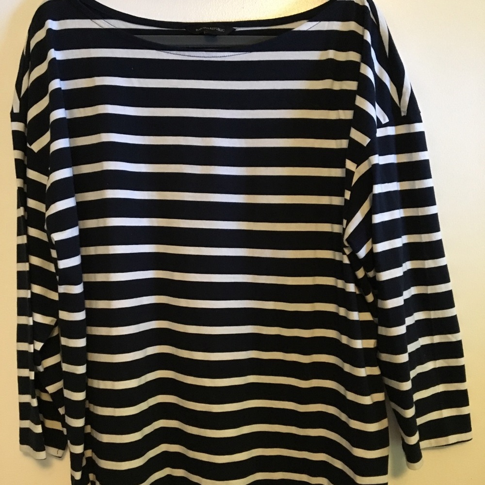 Banana Republic navy and white striped top